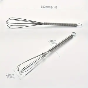 Mini Wire Whisk, Portable Stainless Steel Kitchen Small Whisk And Egg Beater, with Thick Wire, Suitable for Eggs/Chocolate/Flour, Etc., Sturdy Small Whisk for Cooking, Mixing, Whipping, Stirring, Baking Tool for Home, Restaurant, Etc