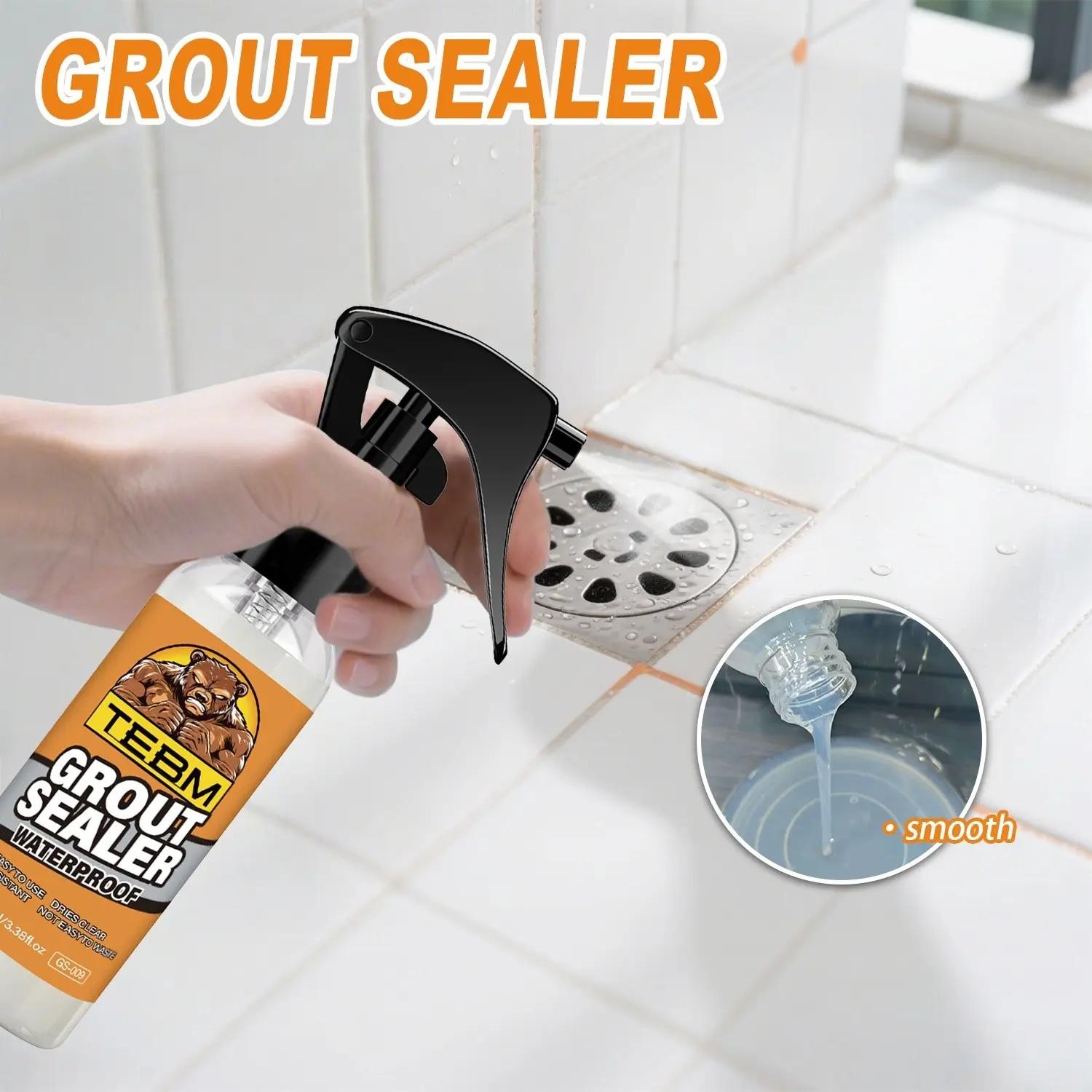 Waterproof Barrier Spray, Dries Completely, Paintable, No Shrinkage, Ideal for Bathroom Drain Pipes, Kitchen Sink, Shower Tray Sealing