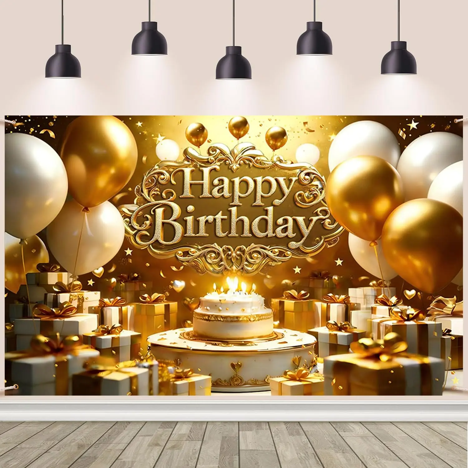 Happy Birthday Backdrop Banner  Birthday Photography Background for  Outdoor Bday Party Decoration Supplies 70.8 x 43.3 Inch