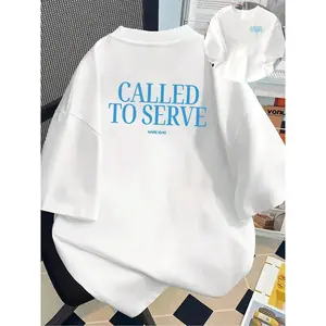 Free Shipping Front And Back Printed Fashionable Short-Sleeve Summer Essential, Called To Serve, Mark 10:45 Printed Round-Neck Women's Casual Top - Women's Apparel, Comfortable Fit, Classic Design2026-Cute Clothes,100% Cotton,90s Fashion Women