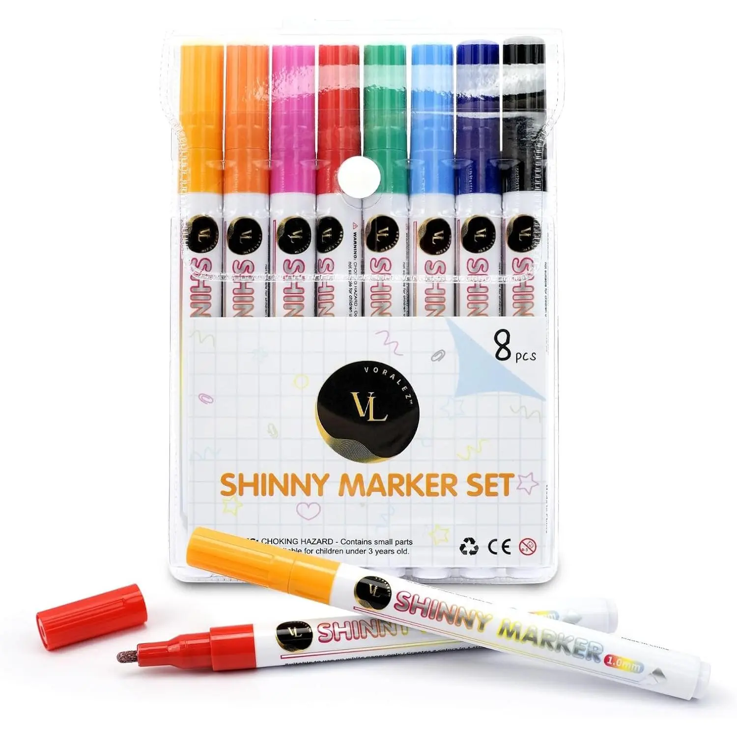Metallic Outline Markers, -Tip Shiny Glitter & Neon Art Markers for Crafts and Drawing,  -Safe Pens for  & Adults, DIY Craft Supplies, Birthday & Christmas  Set
