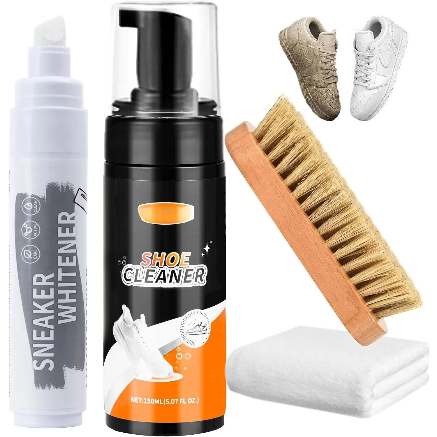 Sneaker Cleaner Kit Sole Bright Whitener Marker White Shoe Polish | Liquid Instantly Whitens Shoe Scuff Cover Restores,Sneaker,Leather, Canvas, Mesh,Rubber Sole Bright