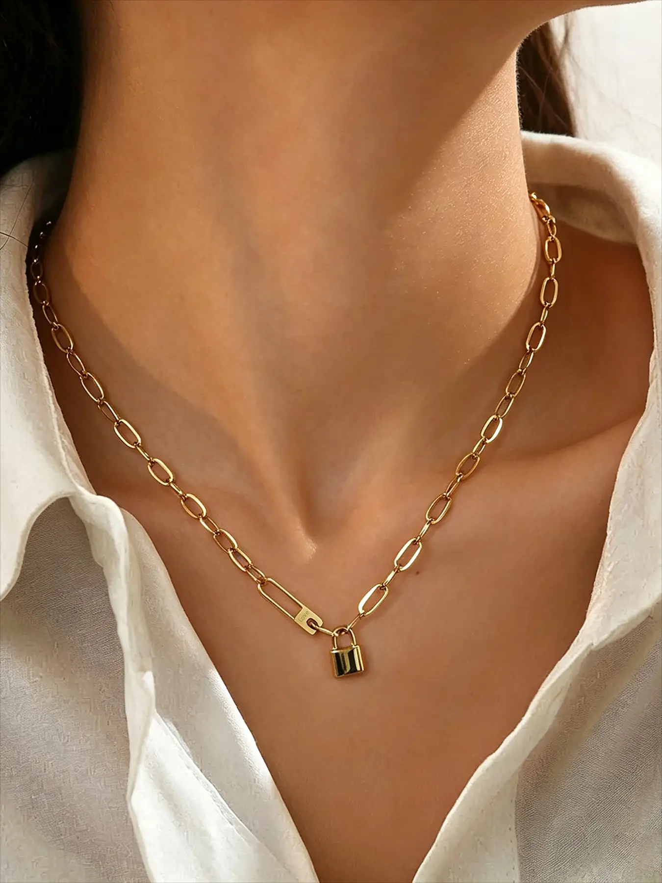 Vintage Streetwear Hip-Hop Lock Pendant Necklace for Women, Elegant Stainless Steel Chain, Perfect Gift for Girlfriend, Mom, Best Friend