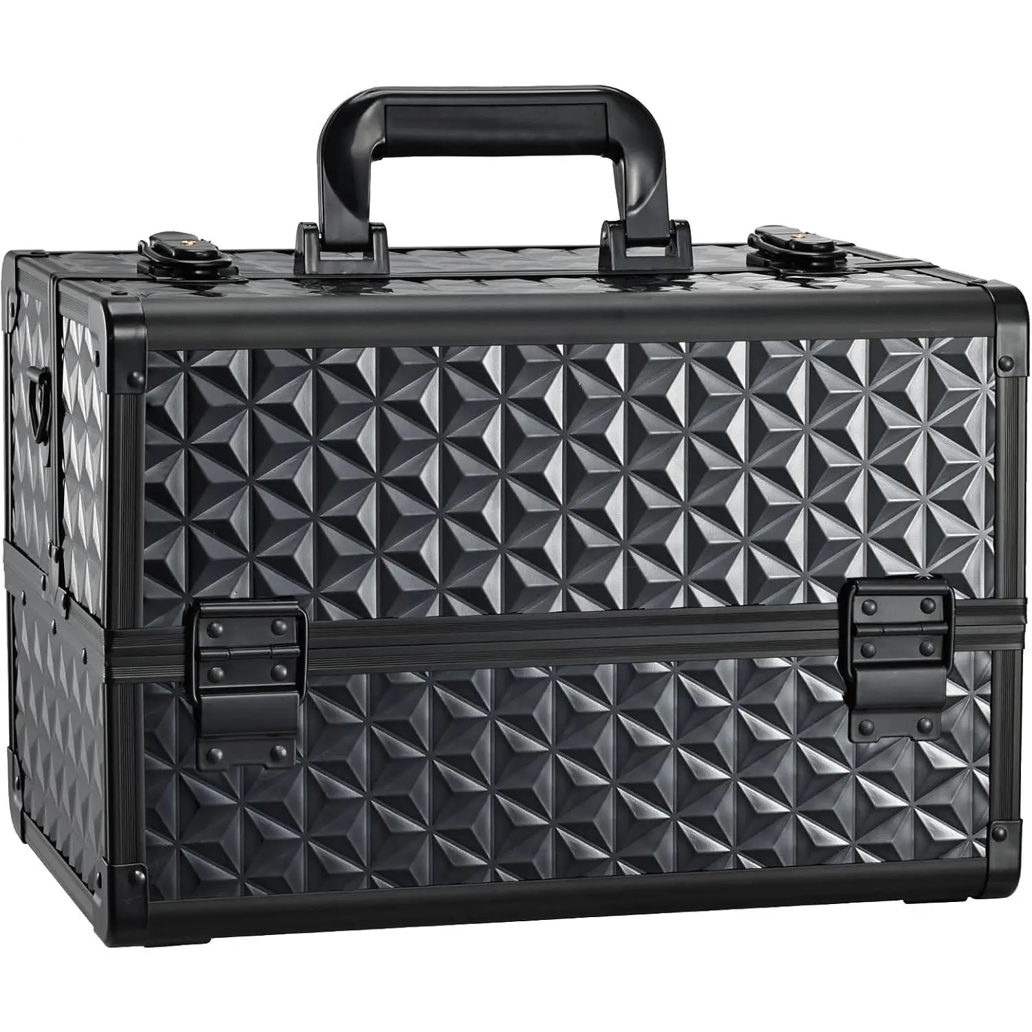 Makeup  Case Professional  Organizer  Storage Box with 4 Adjustable Dividers Trays Lockable Portable with  Strap