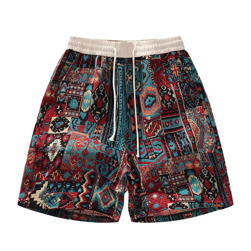 Men's Retro High Street All Over Print Graphic Shorts, Casual Breathable Loose-Fit Shorts with Drawstring Waist, Summer Essential Bottoms