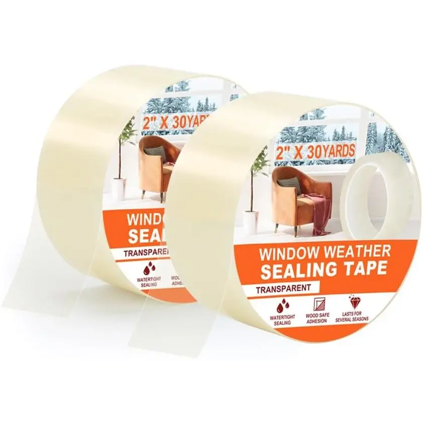 2 Inch x 90 FT Window Sealing Tape,Airtight Insulation Tape that Blocks Drafts -Free Clear Weather Stripping Windproof for Window/Door/ (2)