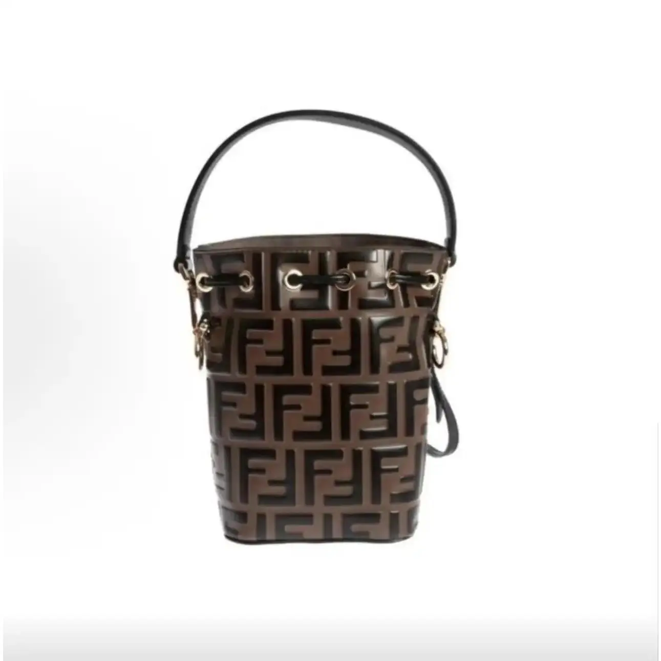 Pre-owned FENDI Mini Mon Tresor Calfskin Leather Bucket Bag Shoulder Crossbody Top Handle Bag