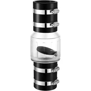 Sump Pump Check Valve, 2 Inch PVC Check Valve Fits 2" Schedule 40 Pipe, Clear Silent Backflow Valve With Spring Loaded Flapper, Reduces Water Hammer Noise