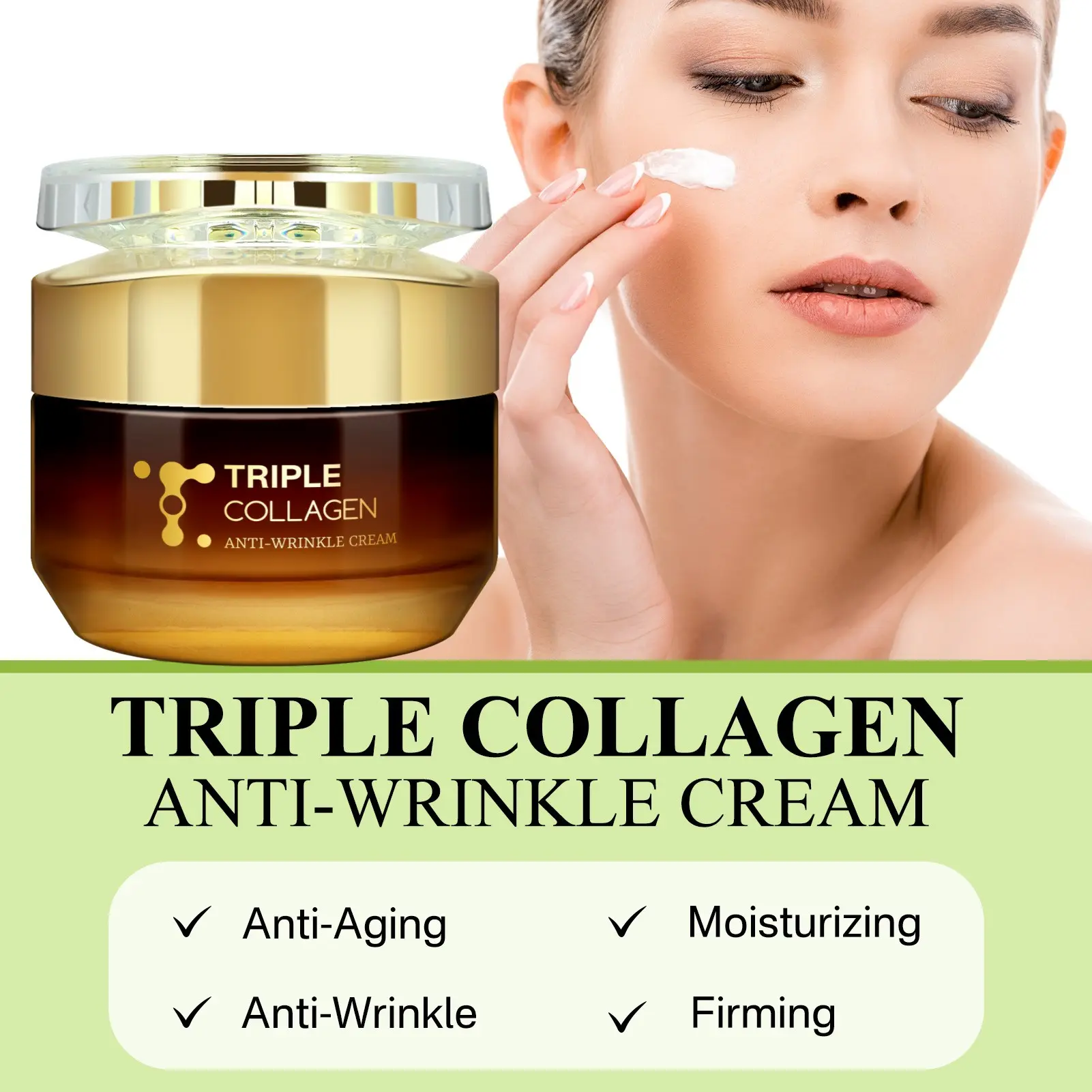 50g Triple Collagen Anti-Wrinkle Cream, Rich in Collagen, Niacinamide, Hyaluronic Acid, Firming, Moisturizing, Suitable for All Skin Types