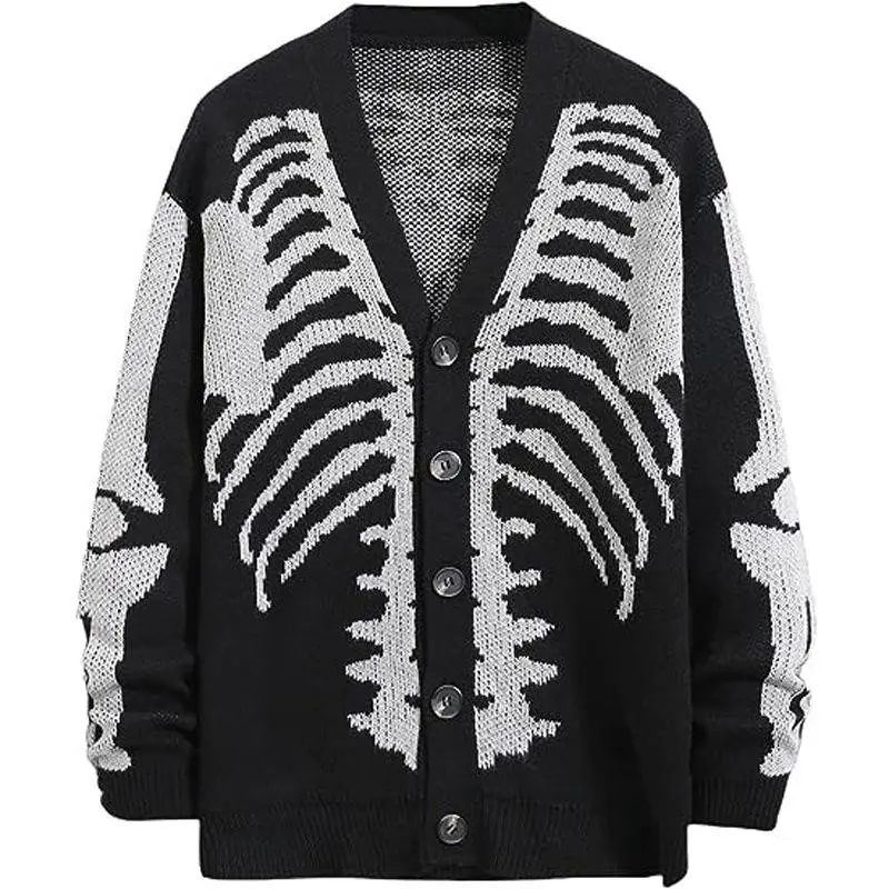 Women's Skeleton Print Drop Shoulder Cardigan, Casual Halloween Long Sleeve Open Front Knitwear for?Fall & Winter, Women's Clothing for Daily Wear, Cardigans for Women, Cardigans