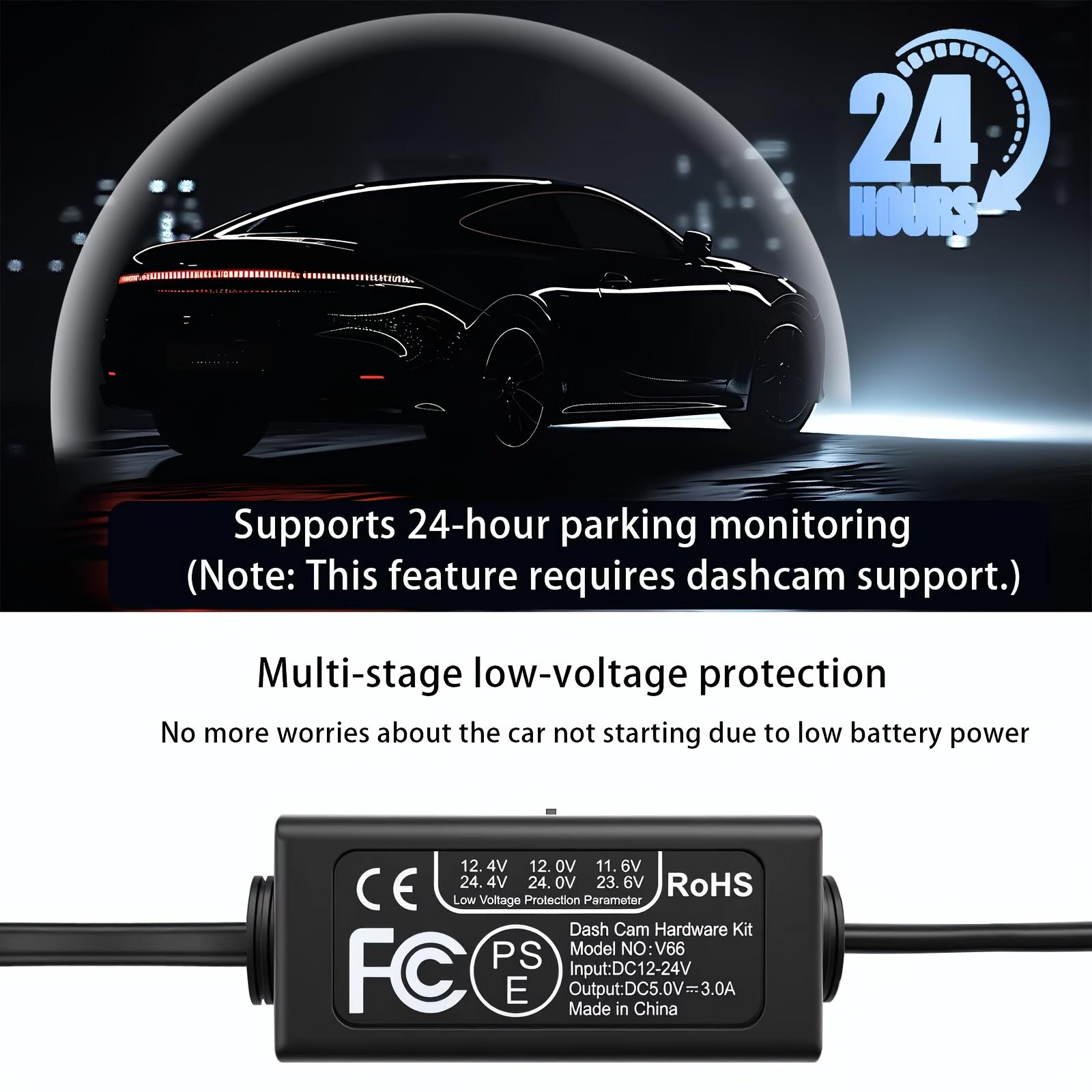 Car Power Adapter Cable OBD Hardwire Kit Type C Fast Data Transfer Dash Cam Power Cable Low Voltage Protection Continuous Power Supply Plug and Play Universal for Vehicles DVR GPS Recorder Stable Power Car Accessories Hidden Installation Long Cable Durabl