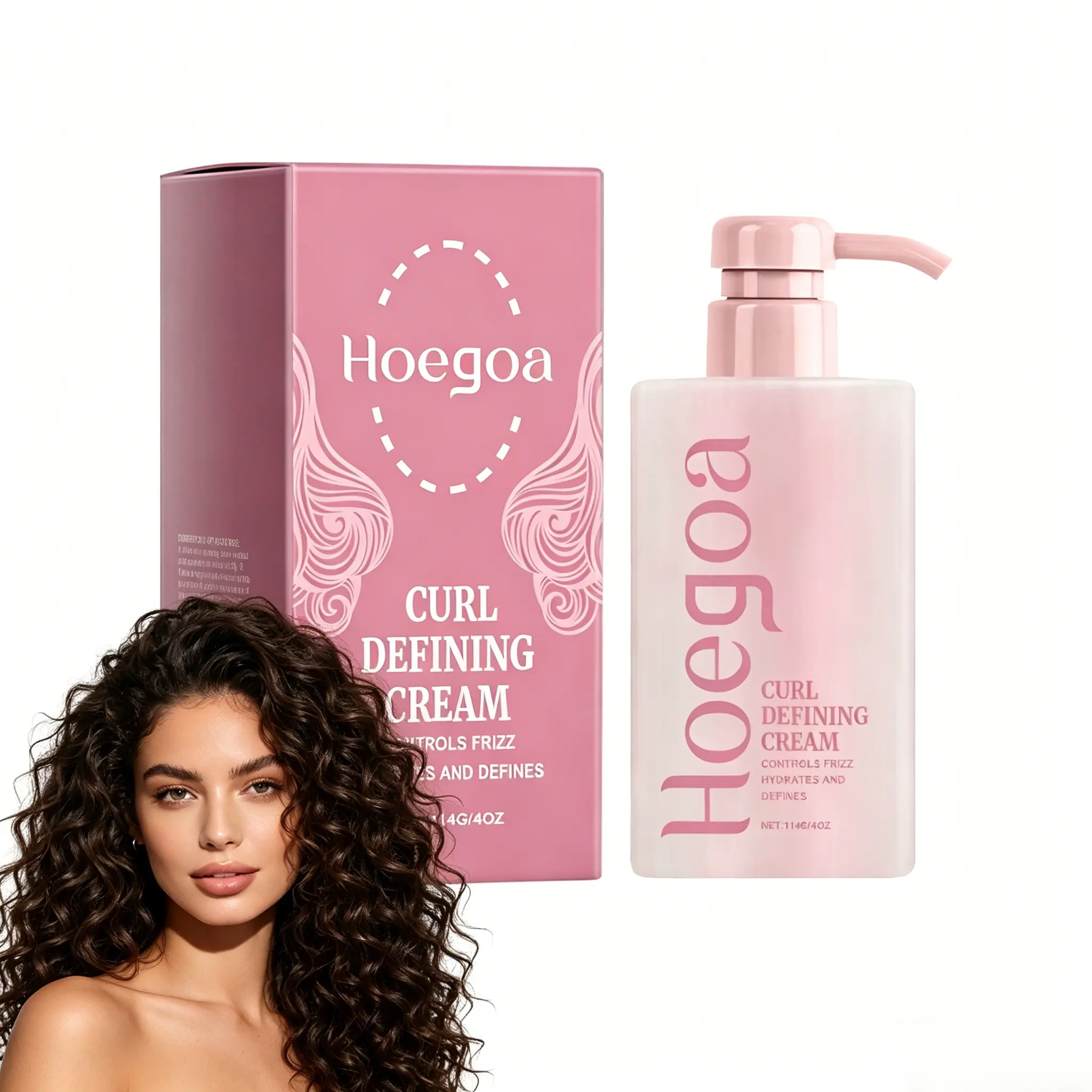 Fluffy Curling Defining Gel Cream (114g) - Coconut & Shea Infused Hair Styling Product, Smooth Jelly Texture, Nourishing, Non-Greasy Gentle Formula for Daily All-Hair-Type Perfect Curls Hydration & Management