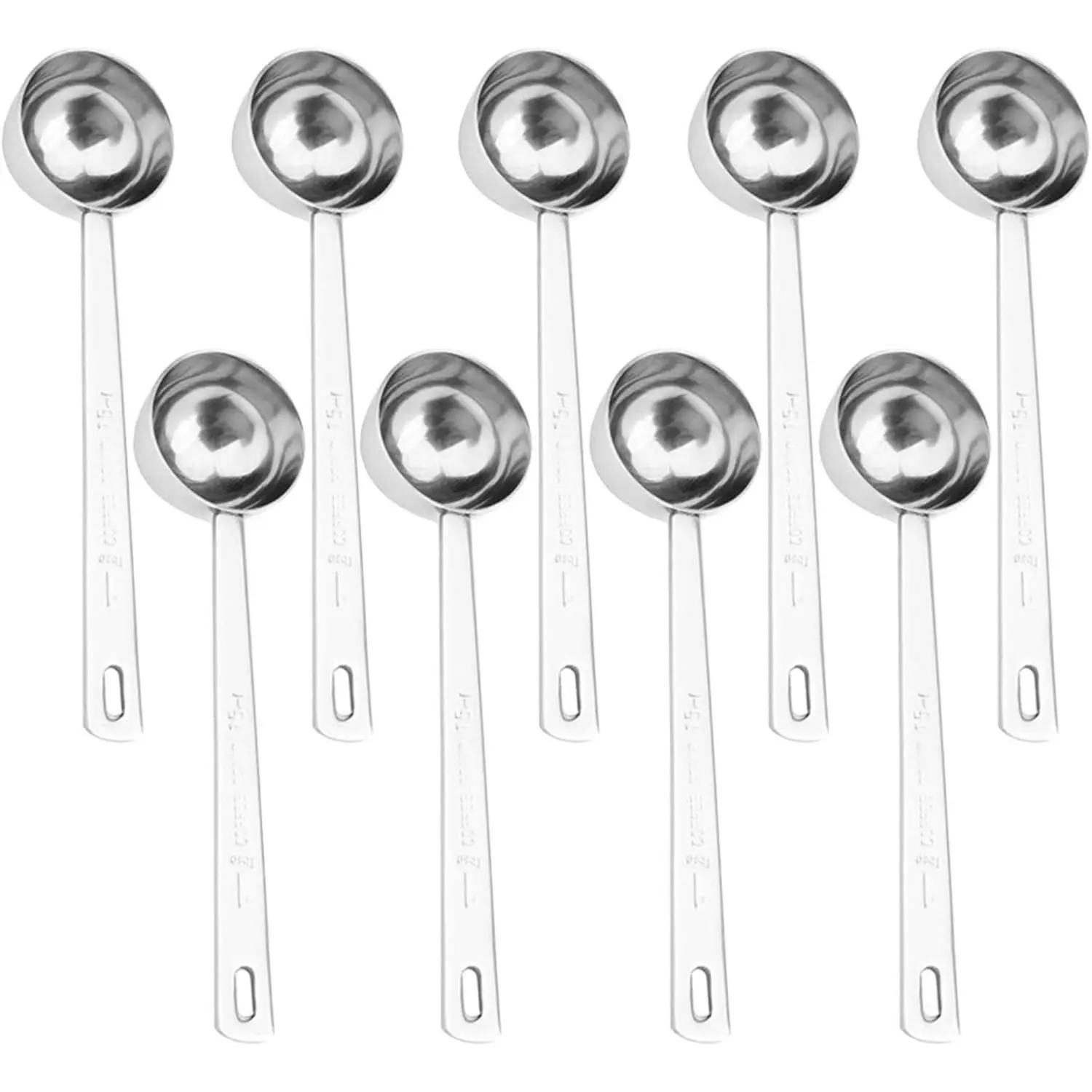 9 Pack Coffee Scoop, 304 Stainless Steel Coffee Measuring Scoop 1 Tablespoon, Long Handle Spoon for Coffee, Milk Powder, Fruit Powder