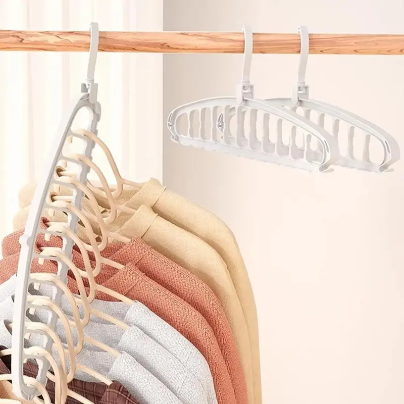 Wheat Plastic Clothes Hangers, 2-Count Rotatable Folding Design - Compact, Large-Capacity Wardrobe Organizer for Bedroom, Dormitory Home Storage Accessory, Large Cap.