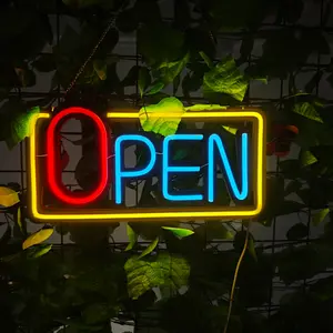 Commercial Open Sign LED Neon Light, Hanging Window Wall Decoration, Bright Electric Lamp for Bars, Shops, Cafes, Hotels, Outdoors