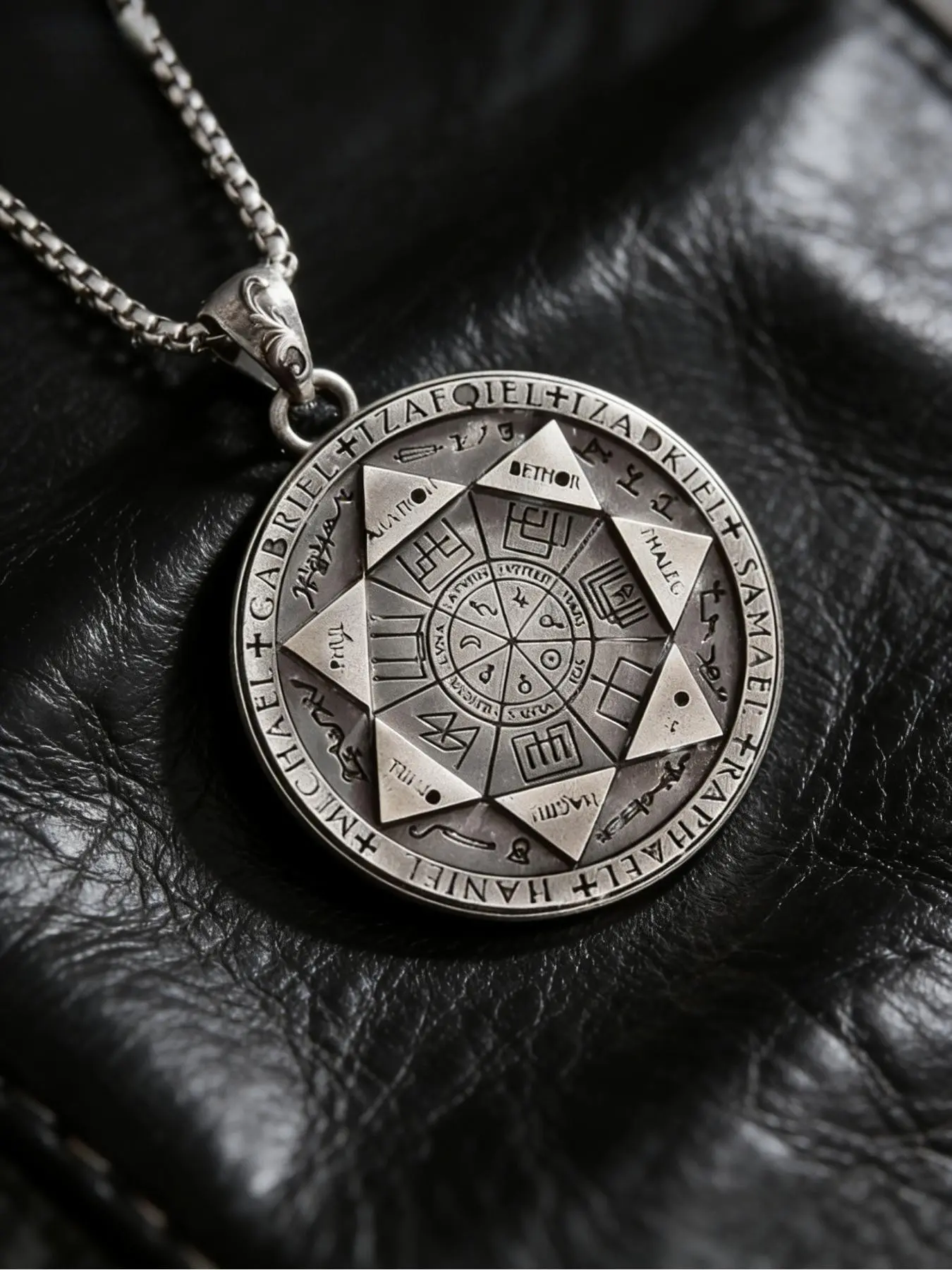 Seven Angels Magic Array Vintage Round Pendant Men's Necklace, Eco-Friendly Alloy Charm Jewelry, Stylish Accessory for Men