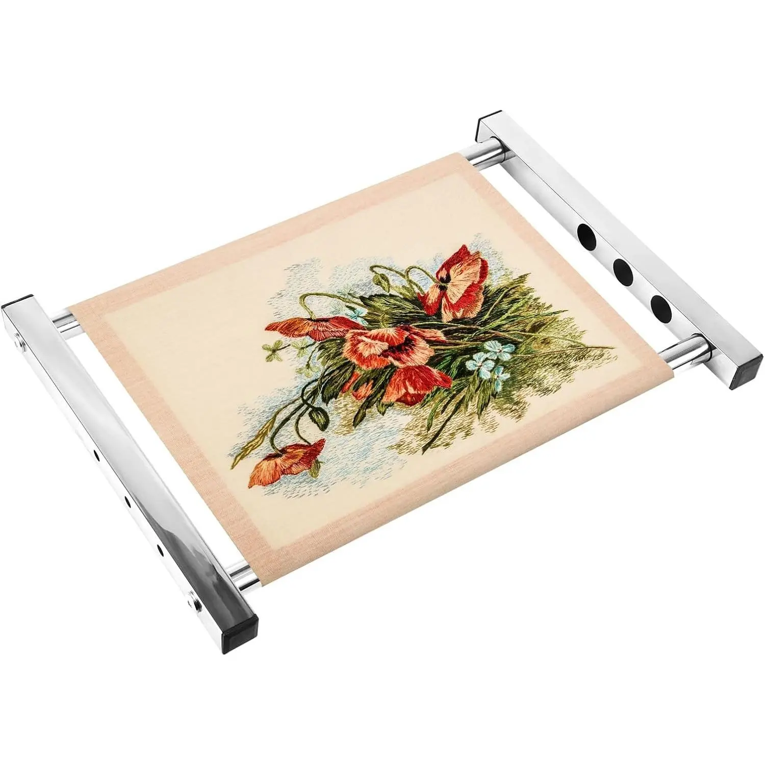 Cross Stitch Scroll Frame Stand, 11/9/7.3/5.5in Adjustable Stainless Steel Embroidery Frame with Masking Tape Needlepoint Holder for Hand Sewing Quilting