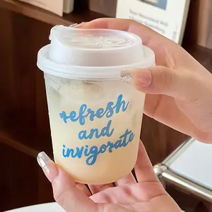 Tiktok Bestseller Disposable Coffee Cup, Transparent Pet Cold Drink Cup, Trendy Juice Plastic Cup, Milk Tea Takeout Cup with Lid