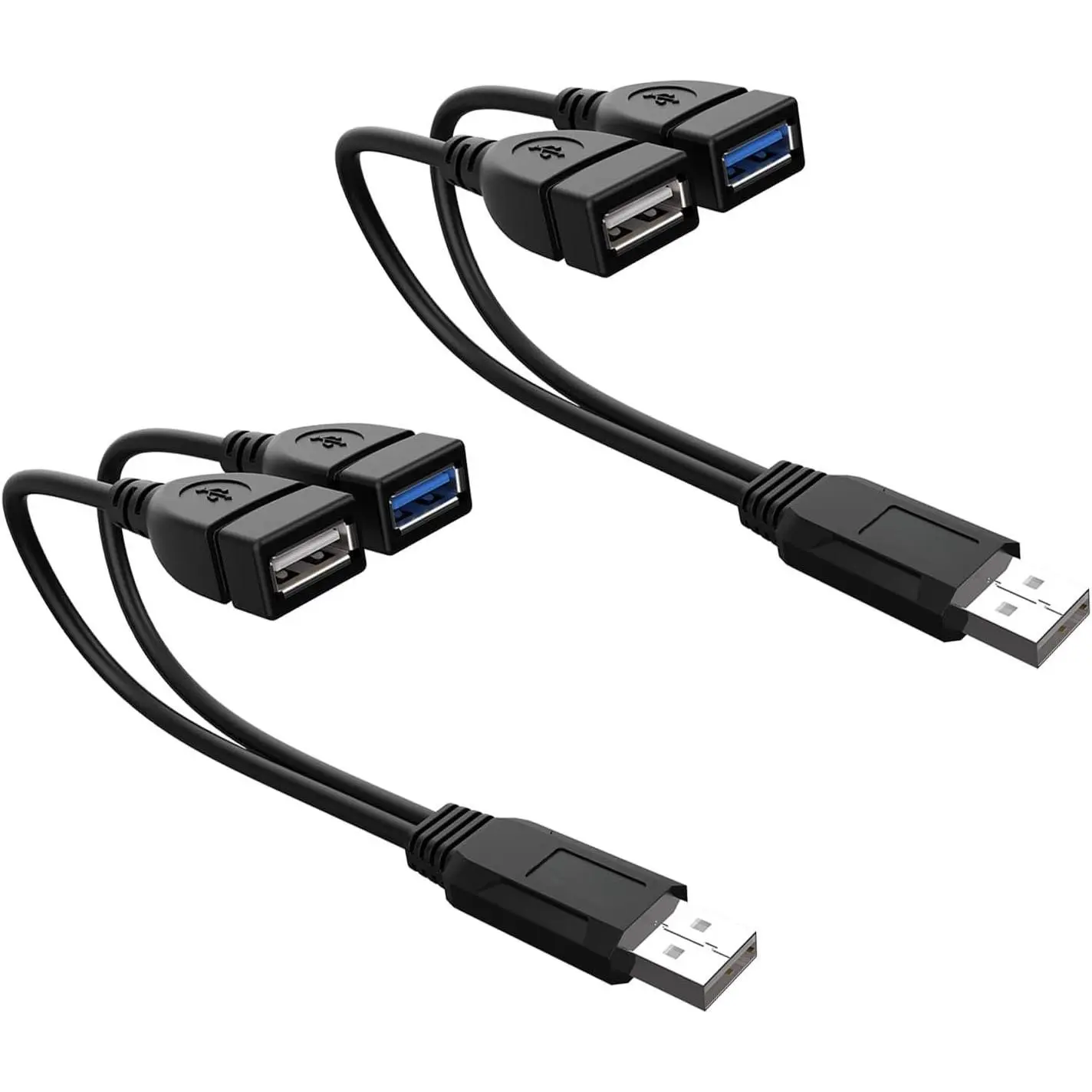 USB 3.0 Female to  USB Male Splitter , 2 Pack | USB 3.0 female + USB 2.0 female splitter, 2 pack, 1ft , For U-disk/hard drive/network card, USB 3.0 only for 3.0 devices