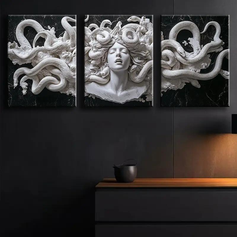 Queen Medusa Bust Canvas Painting without Frame, 3 Counts/set Modern Wall Art, Wall Decor for Home Living Room Bedroom Office, Poster