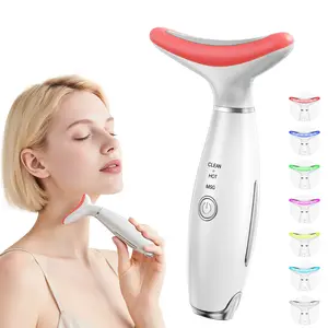 7-in-1 LED Facial Massager, Skin Care and Double Chin Neck Massage, Face Sculpting Tool with Thermals, Portable Facial Beauty Device Heating & Vibration, Holiday Gift for Women, Beauty Instrument