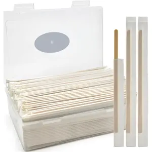 Bamboo Coffee Stirrers Individually Wrapped 200 Count in Storage Box – Coffee Stir Sticks 5.5 inch Coffee Bar Disposable individually wrapped coffee stirrers for Coffee and Cocktail