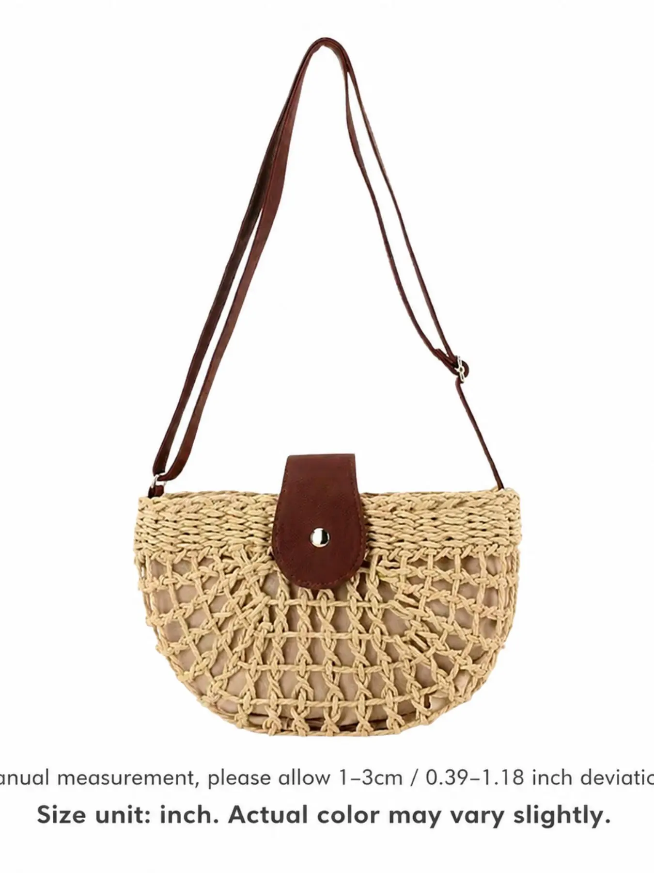 Handmade Straw Woven Crescent Crossbody Bag, Summer Vacation Casual Beach Shopping Bag, Stylish and Comfortable Design