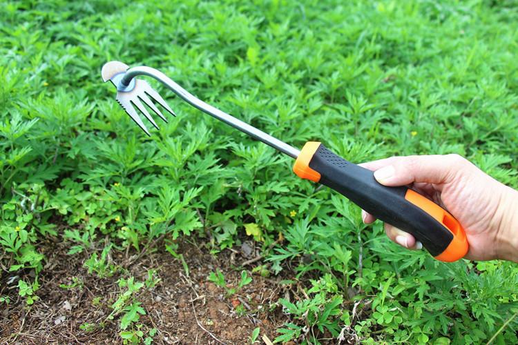 Weed Removal Tool, Weeding Artifact Uprooting Weeding Tool Dual Purpose Manual Hand Weeders Tool for Gardening Vegetable Backyard Farm Planting(Rubber Handle, Stainless Steel