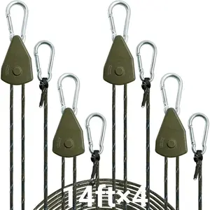 A Man's Tools Longer 14ft Retractable Paracord Rope Tie Down Ratchet Strap Small Straps Mini Rope Cam Lock Tent Canopy Tie Down Adjustable Outdoor Windproof Tightener Tensioner Hanger Grow Light 4 Pack 1/8"