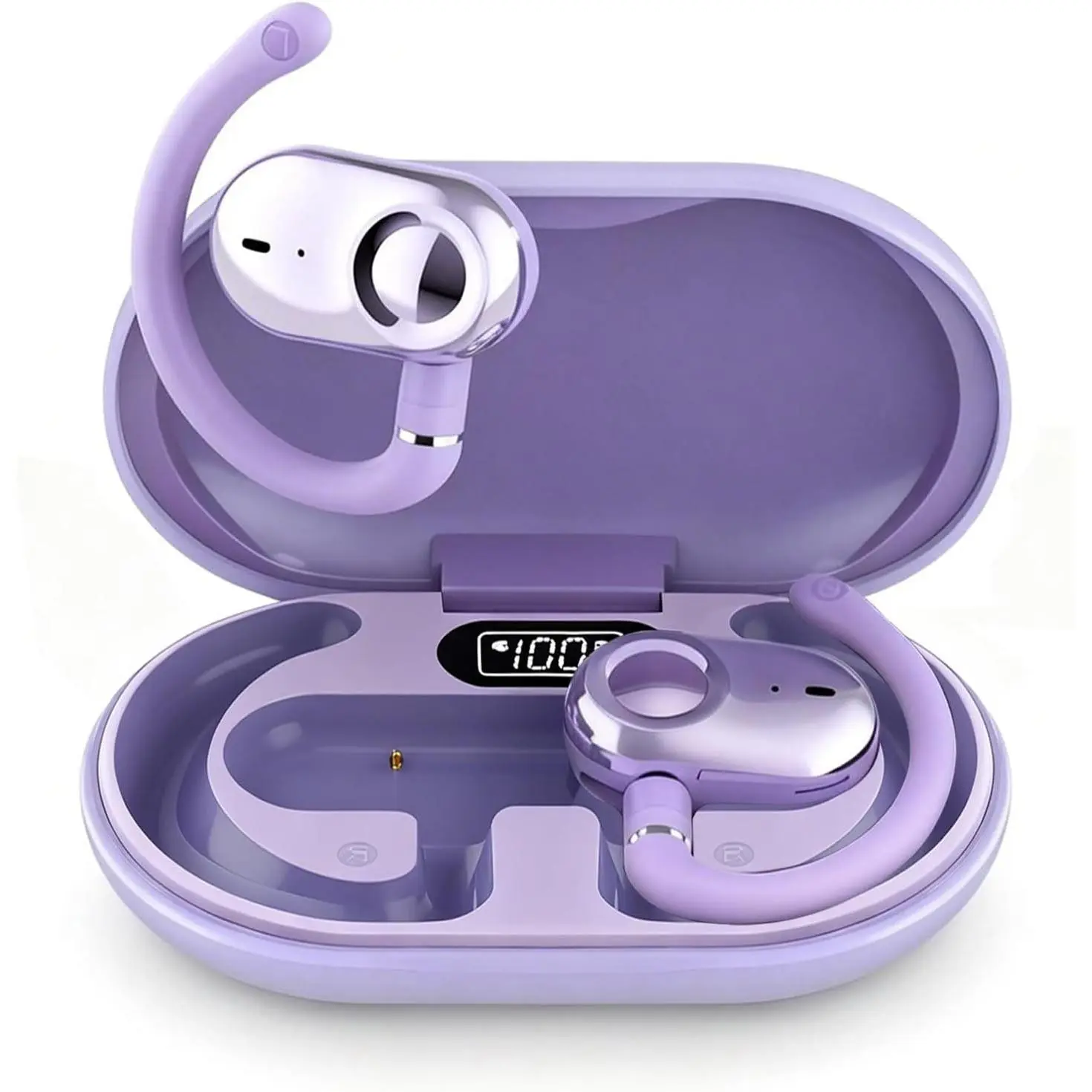 Purple Open Ear Earbuds Bluetooth Wireless Sport Headphones with Ear Hooks Air Bone Conduction for Running WorkoutsGift