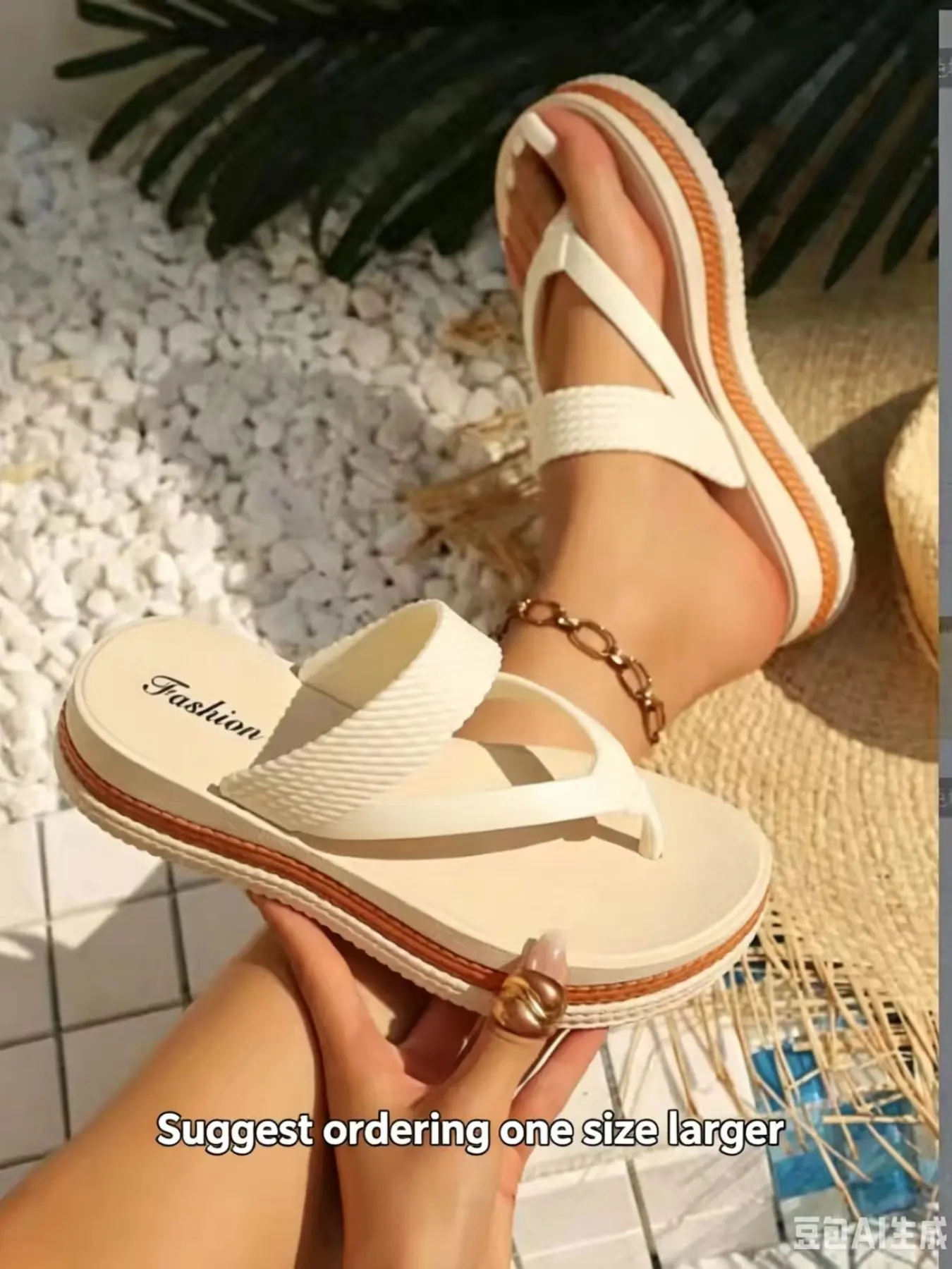 Women's Thick Sole Sandals Summer Beach Vacation Footwear, Anti-Slip Outdoor Walking Shoes, Comfortable Lightweight Design, Casual Fashion Sandals