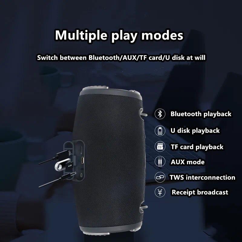 100W high power bluetooth speaker portable RGB colorful light waterproof wireless subwoofer 360 stereo surround TWS FM boombox   cool tech gadgets