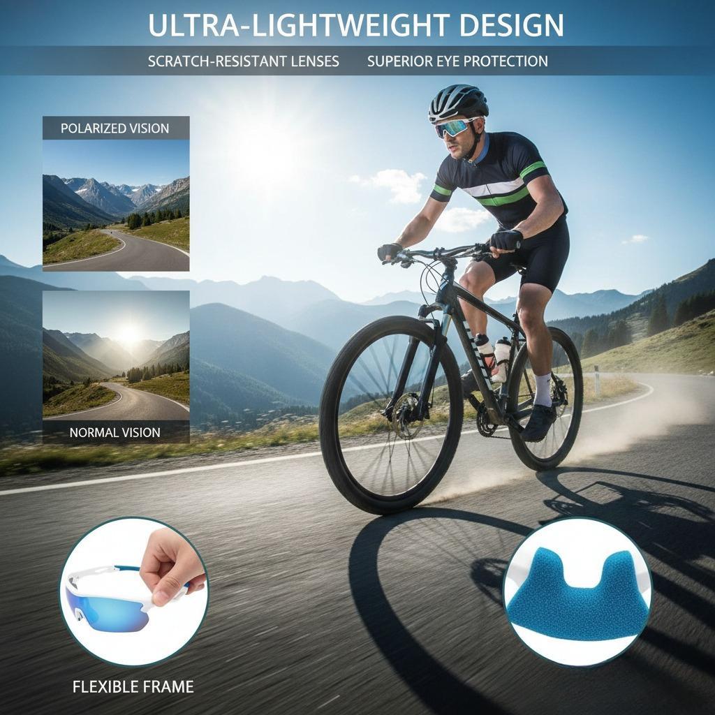 Unisex Polarized Sports Sunglasses with Advanced Side Shield, Elite Performance UV400 Protection, Lightweight Wrap Around Sun Glasses for Men Women Driving Cycling Fishing Running Travel