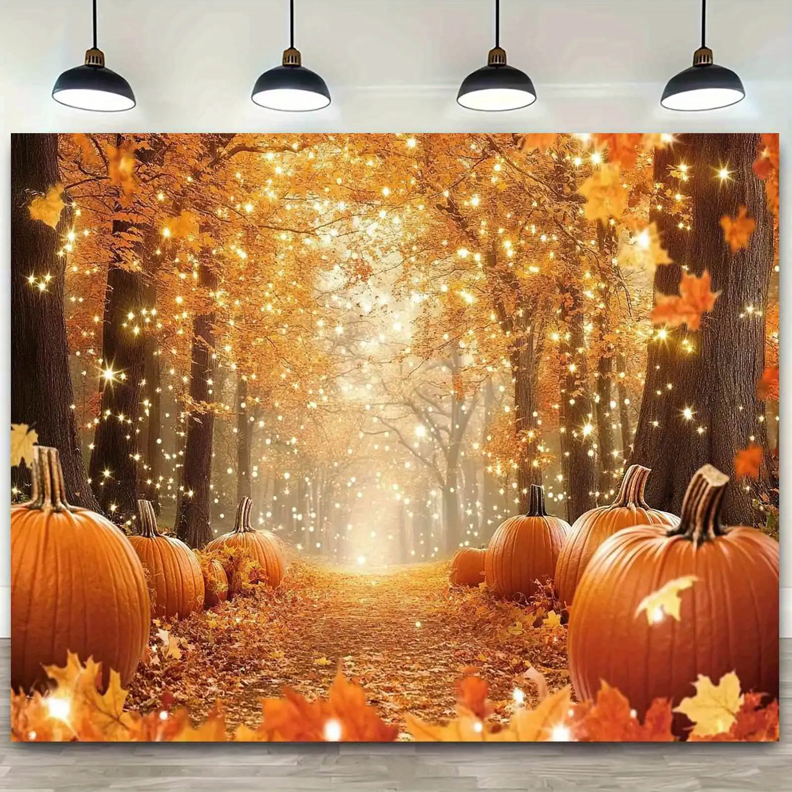 Autumn Maple Leaves Pumpkin Forest Tapestry - Lightweight Photo Backdrop, Room Decoration, Fall Party Banner for Wedding, Home Events (Ideal Gift)