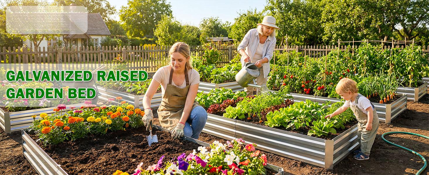 6x3x1FT Galvanized Raised Garden Bed Outdoor Patio, Large Rectangular Metal Planter Boxes,Plant Container Kit for Gardening, Vegetables, Flowers, Herbs,Silver,1 Pack