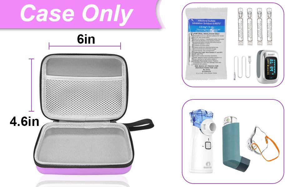 Carrying Case for Portable Nebulizer, Travel Medical Bag, Hard Emergency Medical Bag for Inhaler Spacer Case for Adults(Bag Only) (Purple)