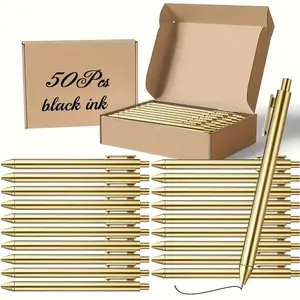 50pcs Boxed Retractable Pens (1.0mm), Smooth Writing, Ideal for Weddings, Office, School, Gifts, Wedding Guest Presents, Stationery Supplies