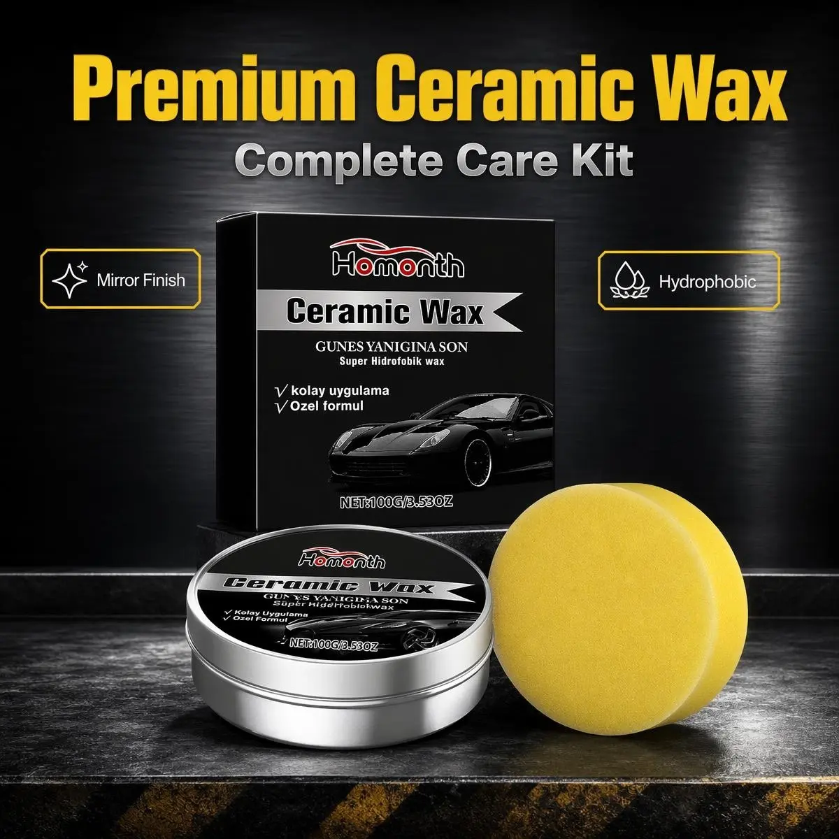 Quick-Effect Car Paint Care Wax, Easy Wipe Polish Brighten Body Surface, Cover Minor Scratches, Long-Lasting Anti-Dirt Waterproof Coating, DIY Car Wax Tool