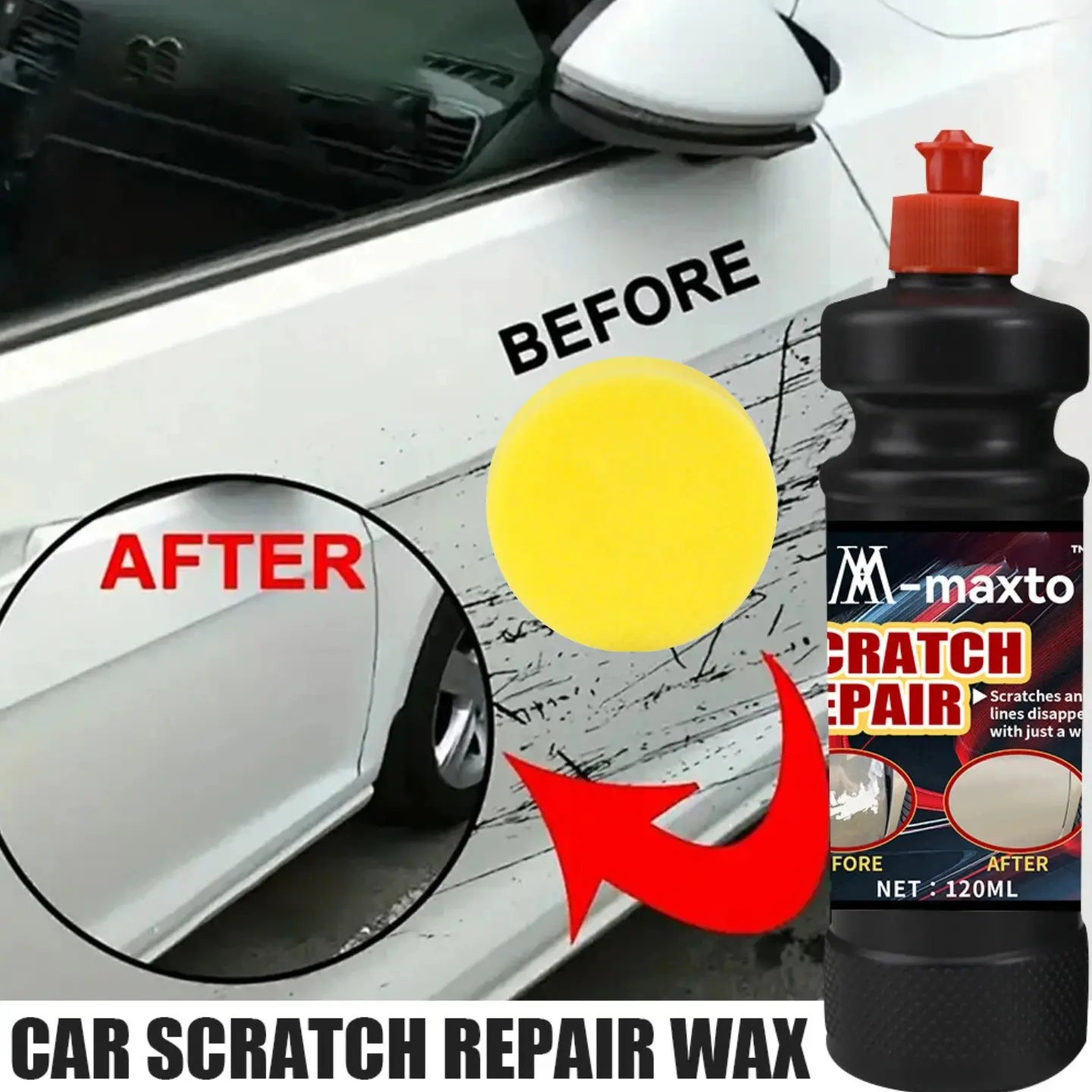 120ml Car Scratch Wax, Repair Shallow Scratch Marks, Remove Oxidation Layers, Gloss Coating & Long-Term Paint Protection Wax