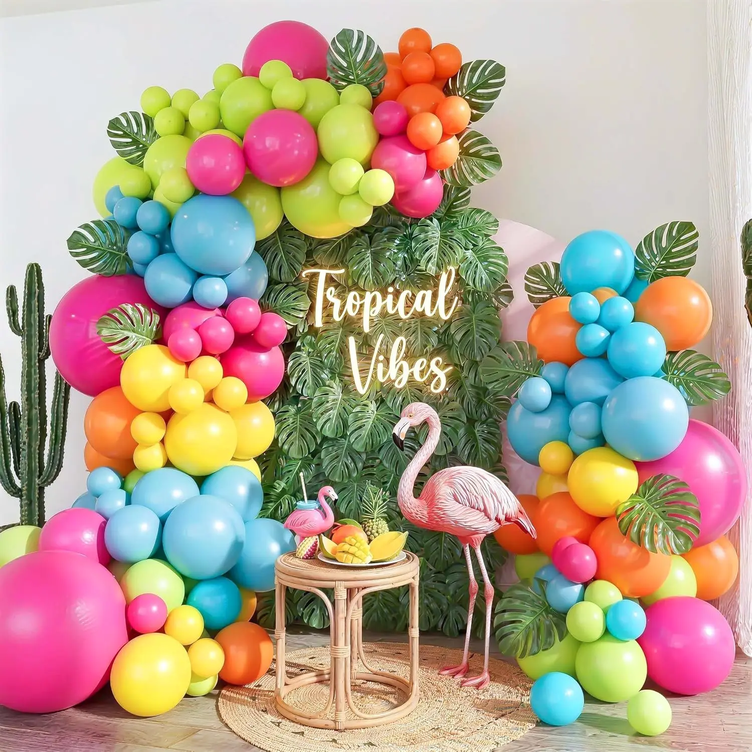 130 count Balloon Arch Kit, Latex Balloons Garland with Tools for Hawaiian Luau Summer Pool Party  Theme Birthday  Shower Decorations ()