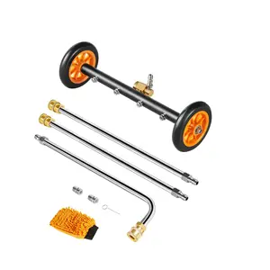 VEVOR 16" Pressure Washer Undercarriage Cleaner, Stainless Steel Surface Cleaner for Pressure Washer, 4000 Max PSI, Angle Adjustment Gear, 4 Spray Nozzles, 2 Extended Wands for Driveway, Patio, Deck