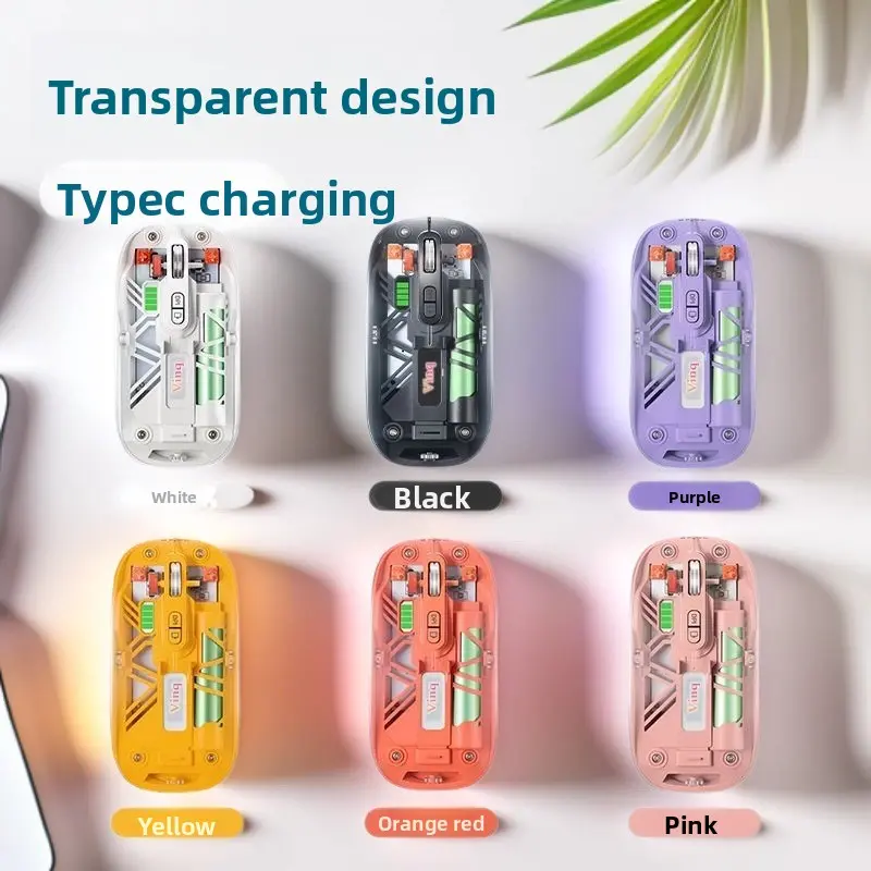 Factory direct wireless Bluetooth dual-mode transparent mouse for computer and laptop, suitable for business and office use, with one-click return to desktop function