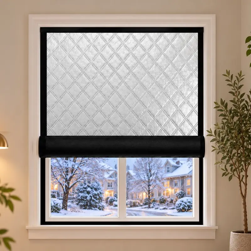 Winter Thermal Window Curtain, Blackout Curtains, Thickened Windproof Insulated Blackout Cover, Self-Adhesive No-Drill Installation for Bedroom & Living Room