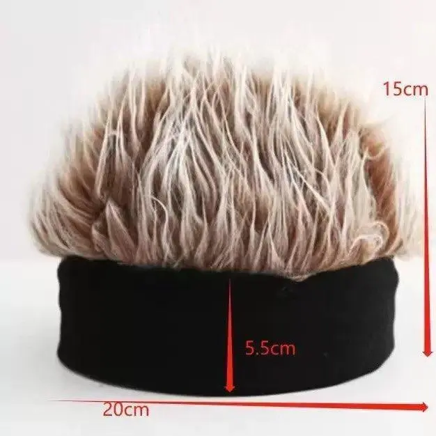 Men's Classic Knit Base Beanie - Breathable Hip-Hop Streetwear Brimless Cap with Attention-Grabbing Straight Faux Fur Design, Bold & Funny Statement Piece for Black & White Halloween Prank Party Wear