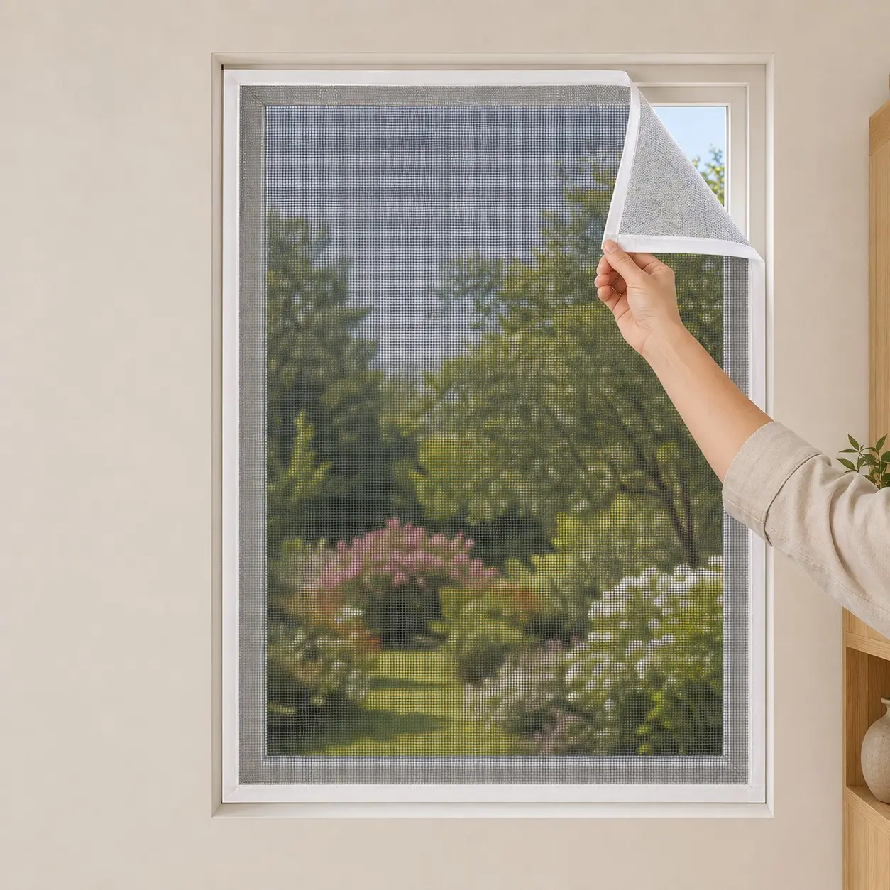 Self-Adhesive Window Screen Mesh, Cut-to-Fit Breathable Insect Net, No-Drill Easy Installation Window Mounted for Bedroom, Kitchen and Living Room Windows