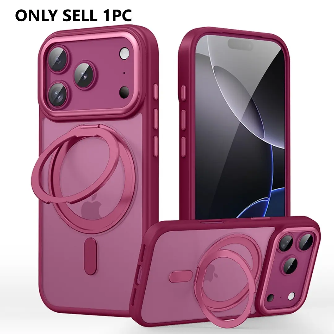 Magnetic Phone Case Casing with Rotatable Ring Stand for iPhone 18 17 pro max Shockproof Matte Protective Cover
