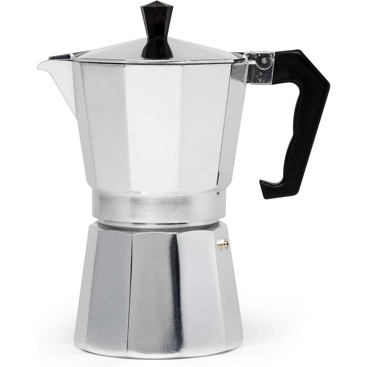 Classic Stovetop Coffee Maker with Reusable Filter & Safety-Release Valve, 6-Cup Silver Moka Pot for Italian Café Brewing, Greca Cafetera