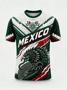 Men's Short Sleeve T-Shirt, Mexican Eagle Aztec Calendar Print, Breathable Quick-Dry Sportswear, Ethnic Style, Casual Outdoor Wear