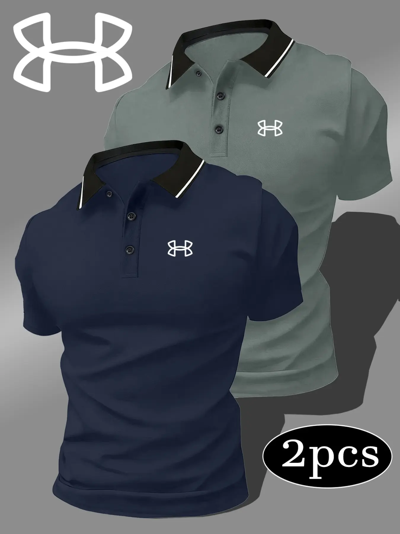 Men's Quick-Dry Polo Shirt Set, Geometric Print, Sporty Style, Short Sleeve, Fitted, Breathable, Comfortable, Casual Fashion Top, Printed Polo Shirts