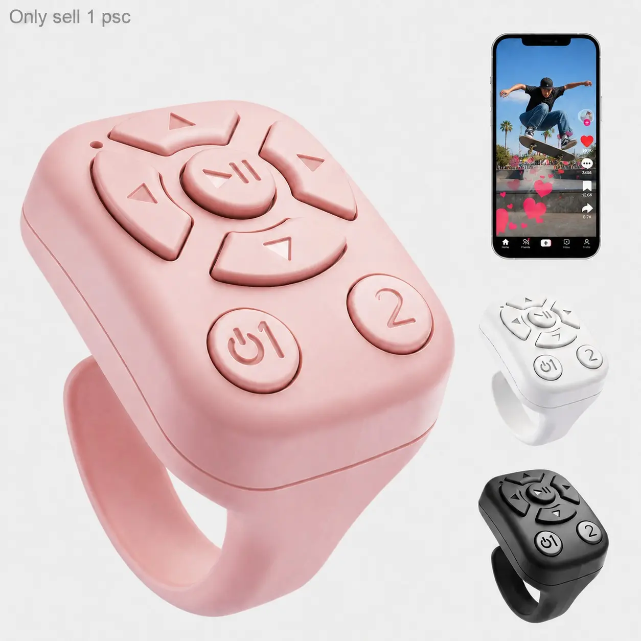 TikTok Scrolling Ring, Wireless Phone Video Scroller and Page Turner for iPhone Android Smartphone, Remote Camera Shutter for Selfies, Short Video Control, E-Book Reading and Music Playback